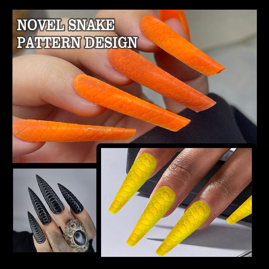 Lanzamiento de nuevo producto: Formas de extensión de uñas con patrón de serpiente 10 en 1, 120 piezas