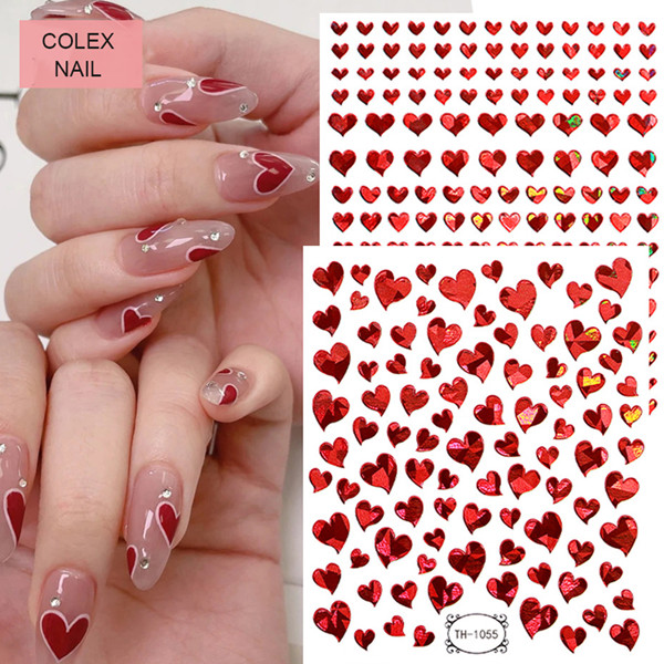 Pegatinas de uñas para decoración de uñas con forma de corazón y estrella 2d