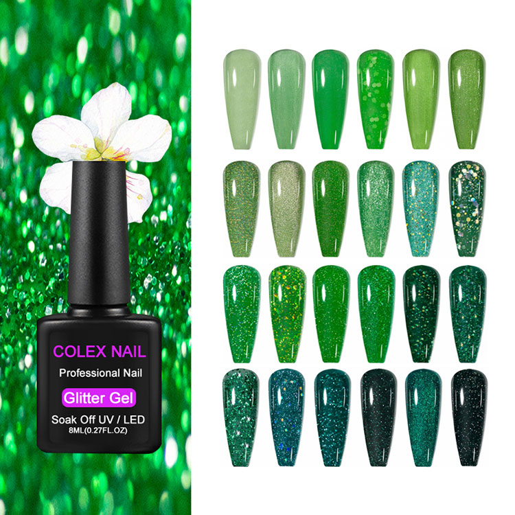 8 ml de esmalte de gel de brillo verde