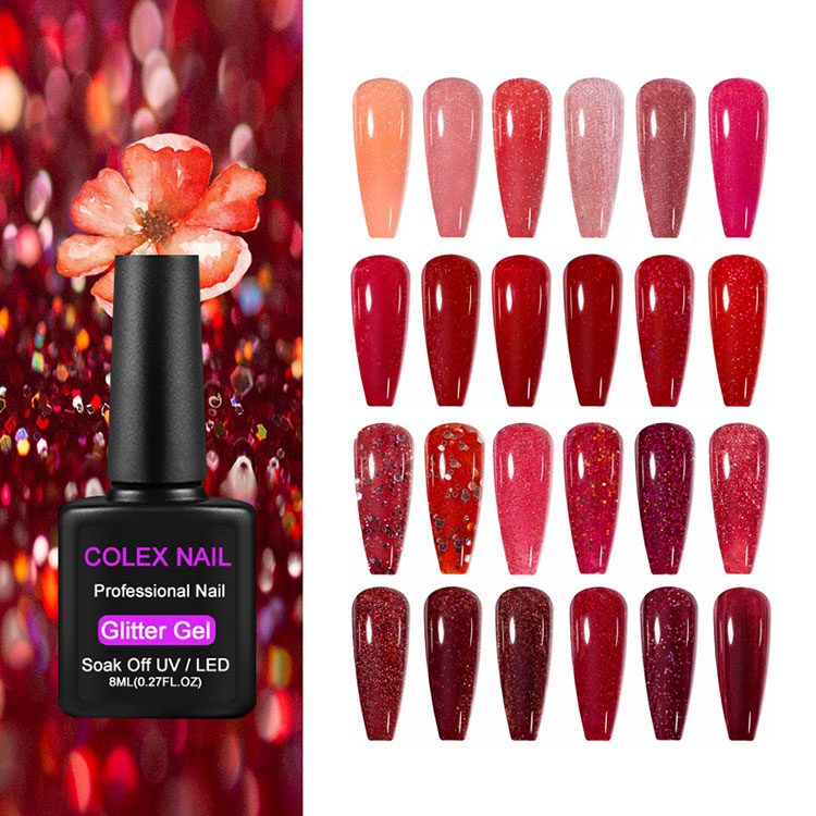 8 ml de glitter rojo gel regalo de esmalte