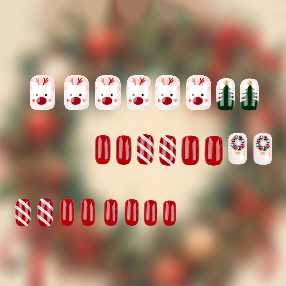 Set de uñas postizas navideñas