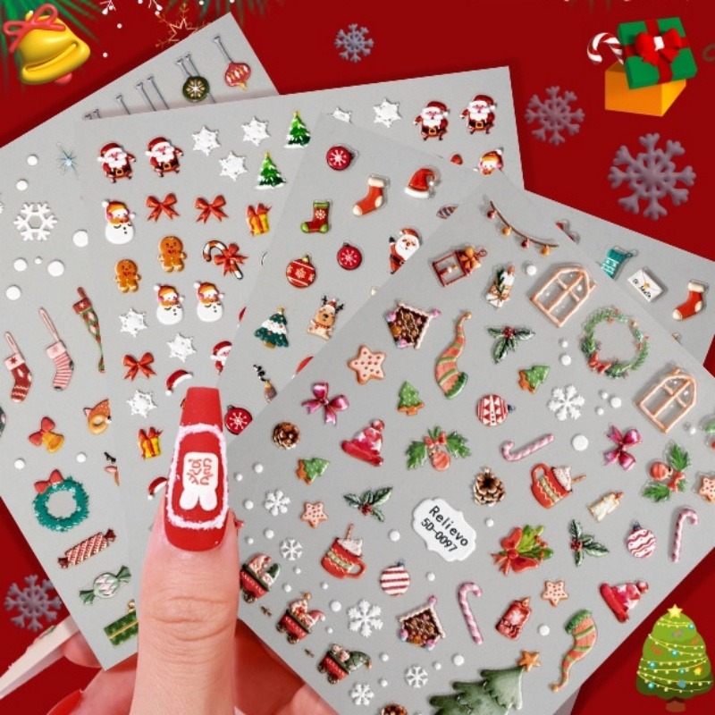 Calcomanías navideñas para decoración de uñas