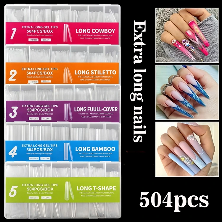 Consejos de gel extra largo - 504pcs