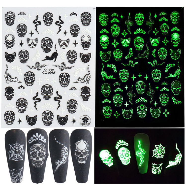Pegatinas luminosas para uñas de Halloween