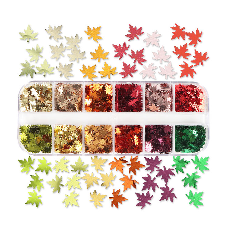 Lentejuelas de uñas de hoja de arce