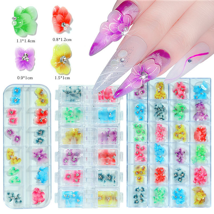 Tickers De Uñas Flores De Diamantes De Imitación