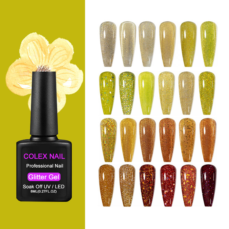 Naranja amarillo brillo gel juego de esmalte