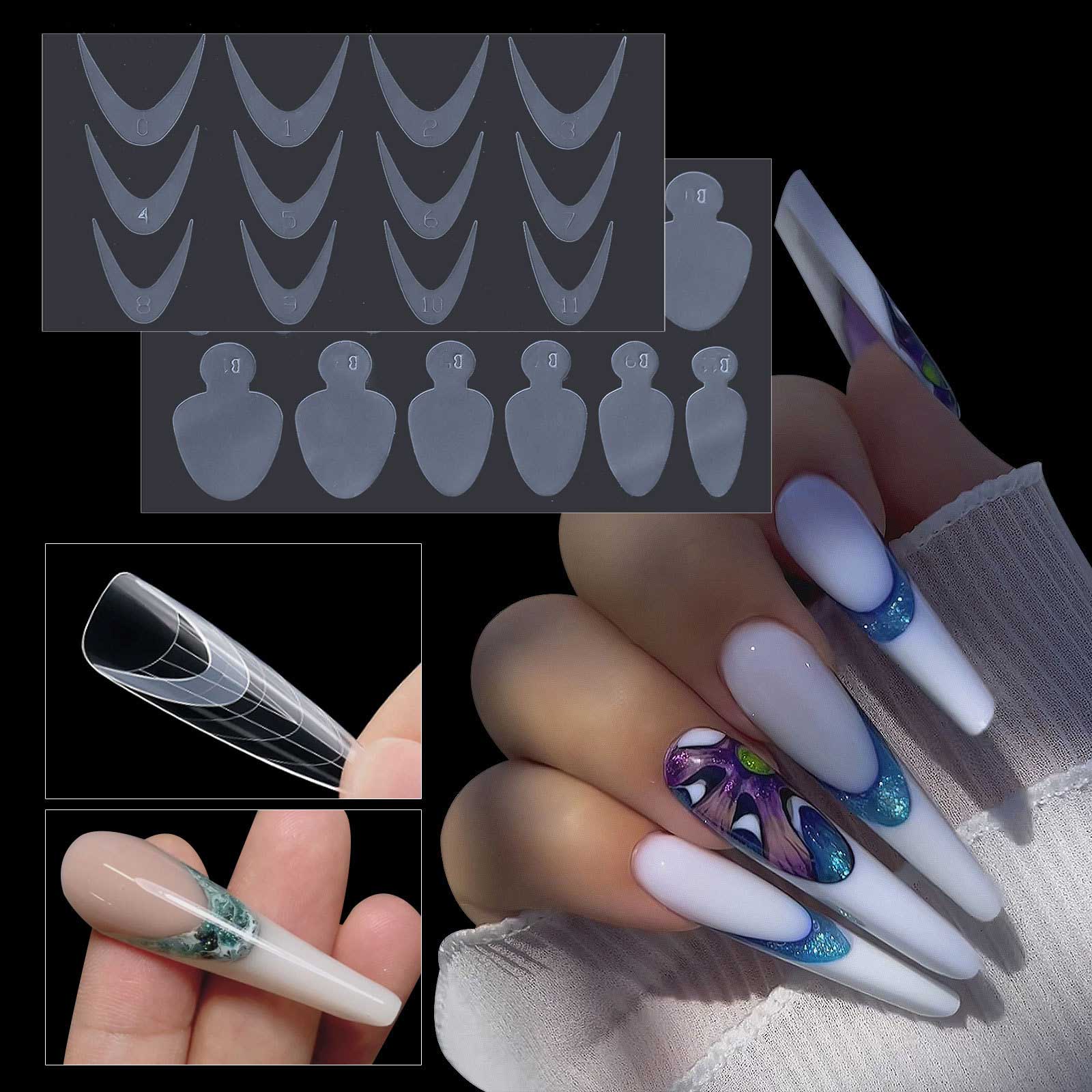 Adhesivos de silicona para manicura francesa para molde de uñas