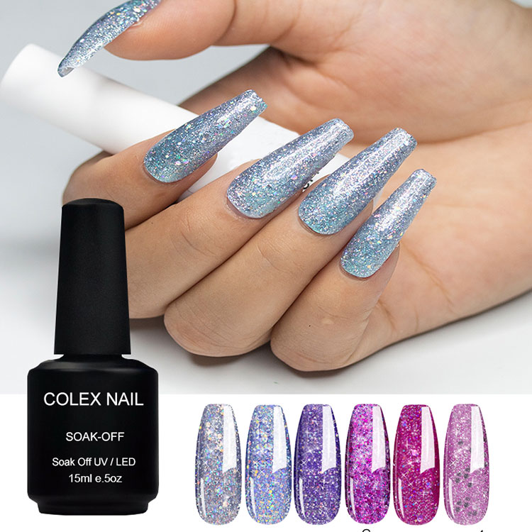 Esmalte de gel de brillo de plata blanca brillante brillante